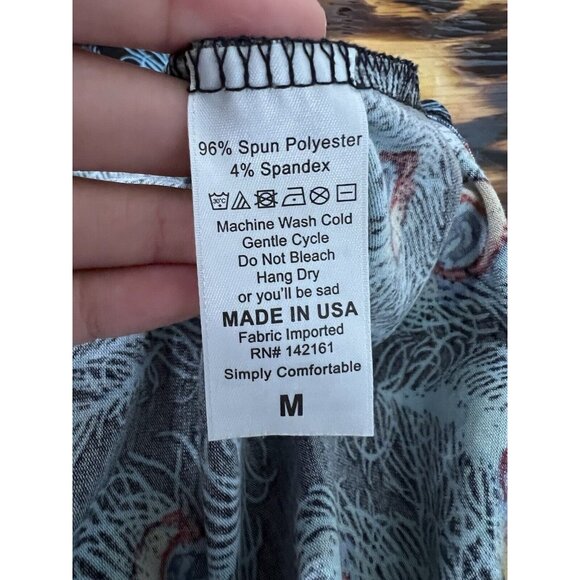 Lularoe‎ Julia Dress Women's Size Medium Blue Peacock Knee Length Midi Colorful - Picture 7 of 8